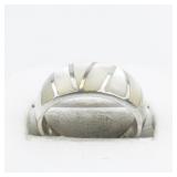 Mother Of Pearl Inlay Sterling Silver Ring. Size 9 - 9.25.
