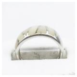 Mother Of Pearl Inlay Sterling Silver Ring. Size 9 - 9.25.