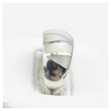 Mother Of Pearl Inlay Sterling Silver Ring. Size 9 - 9.25.