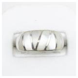 Mother Of Pearl Inlay Sterling Silver Ring. Size 9 - 9.25.