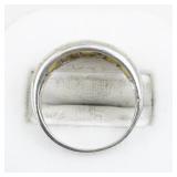Mother Of Pearl Inlay Sterling Silver Ring. Size 9 - 9.25.