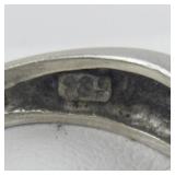 Emerald Cut Aquamarine Sterling Silver Ring. Size 6.75 - 7.