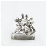 Mexico (Unknown) Turquoise Eyes Frog Sterling Silver Statement Ring . Size 9.75 - 10.