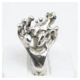Mexico (Unknown) Turquoise Eyes Frog Sterling Silver Statement Ring . Size 9.75 - 10.