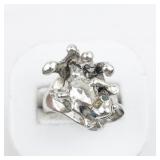 Mexico (Unknown) Turquoise Eyes Frog Sterling Silver Statement Ring . Size 9.75 - 10.