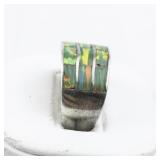 Synthetic Opal Inlay Sterling Silver Band. Size 8.5 - 8.75.