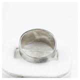 Synthetic Opal Inlay Sterling Silver Band. Size 8.5 - 8.75.
