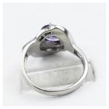 Amethyst Opal CZ Sterling Silver Ring. Size 9 - 9.25.