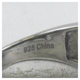 Jain Gaurav Green Diopside & White Topaz Sterling Silver Band. Size 6 - 6.25.