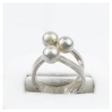 Three Ball Sterling Silver . Size 5.5 - 5.75.