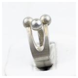 Three Ball Sterling Silver . Size 5.5 - 5.75.