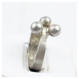 Three Ball Sterling Silver . Size 5.5 - 5.75.
