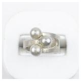 Three Ball Sterling Silver . Size 5.5 - 5.75.