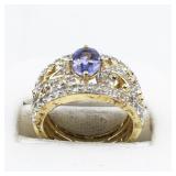 Amethyst Vermeil (Sterling Silver) Statement Ring . Size 4.75 - 5.