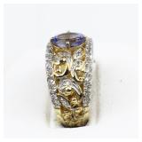 Amethyst Vermeil (Sterling Silver) Statement Ring . Size 4.75 - 5.