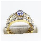 Amethyst Vermeil (Sterling Silver) Statement Ring . Size 4.75 - 5.