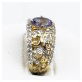 Amethyst Vermeil (Sterling Silver) Statement Ring . Size 4.75 - 5.
