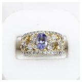 Amethyst Vermeil (Sterling Silver) Statement Ring . Size 4.75 - 5.