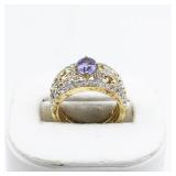 Amethyst Vermeil (Sterling Silver) Statement Ring . Size 4.75 - 5.