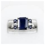 Bangkok Ratnaraj Jewelers Blue Sapphire Sterling Silver Ring. Size 6.75 - 7.