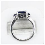 Bangkok Ratnaraj Jewelers Blue Sapphire Sterling Silver Ring. Size 6.75 - 7.