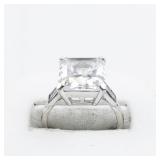 CZ Silver Tone Base Metal Ring. Size 5.75 - 6.