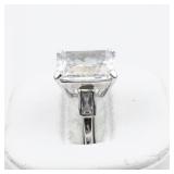 CZ Silver Tone Base Metal Ring. Size 5.75 - 6.