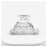 CZ Silver Tone Base Metal Ring. Size 5.75 - 6.