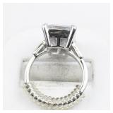 CZ Silver Tone Base Metal Ring. Size 5.75 - 6.
