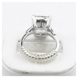 CZ Silver Tone Base Metal Ring. Size 5.75 - 6.