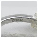 CZ Silver Tone Base Metal Ring. Size 5.75 - 6.