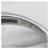 Large Cluster Diamond  Sterling Silver Ring. Size 7 - 7.25.