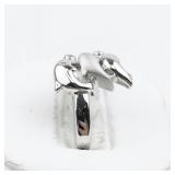 Three Dolphins Silver Tone Base Metal Ring. Size 9.75 - 10.