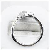 Three Dolphins Silver Tone Base Metal Ring. Size 9.75 - 10.