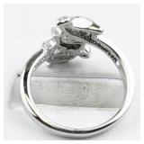 Three Dolphins Silver Tone Base Metal Ring. Size 9.75 - 10.