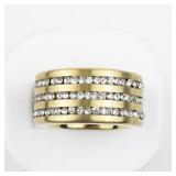 Triple CZ Stainless Steel Band. Size 6.75 - 7.