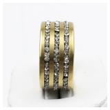 Triple CZ Stainless Steel Band. Size 6.75 - 7.