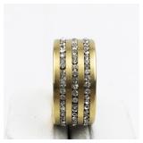 Triple CZ Stainless Steel Band. Size 6.75 - 7.