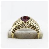 Lab Grown Ruby Heart 18K Gf Ring. Size 6.75 - 7.