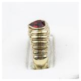 Lab Grown Ruby Heart 18K Gf Ring. Size 6.75 - 7.