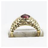Lab Grown Ruby Heart 18K Gf Ring. Size 6.75 - 7.
