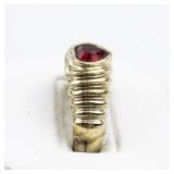 Lab Grown Ruby Heart 18K Gf Ring. Size 6.75 - 7.