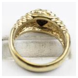 Lab Grown Ruby Heart 18K Gf Ring. Size 6.75 - 7.