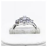 Tanzanite Cluster Sterling Silver Ring. Size 7 - 7.25.