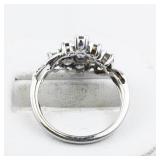 Tanzanite Cluster Sterling Silver Ring. Size 7 - 7.25.