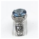 London Blue Topaz? Sterling Silver Ring. Size 6.75 - 7.