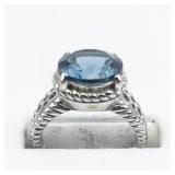 London Blue Topaz? Sterling Silver Ring. Size 6.75 - 7.
