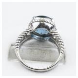 London Blue Topaz? Sterling Silver Ring. Size 6.75 - 7.
