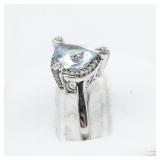 Lorenzo Aquamarine And CZ Sterling Silver Ring. Size 7 - 7.25.