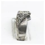Abstract Geometric Marcasite Sterling Silver Ring. Size 7.75 - 8.